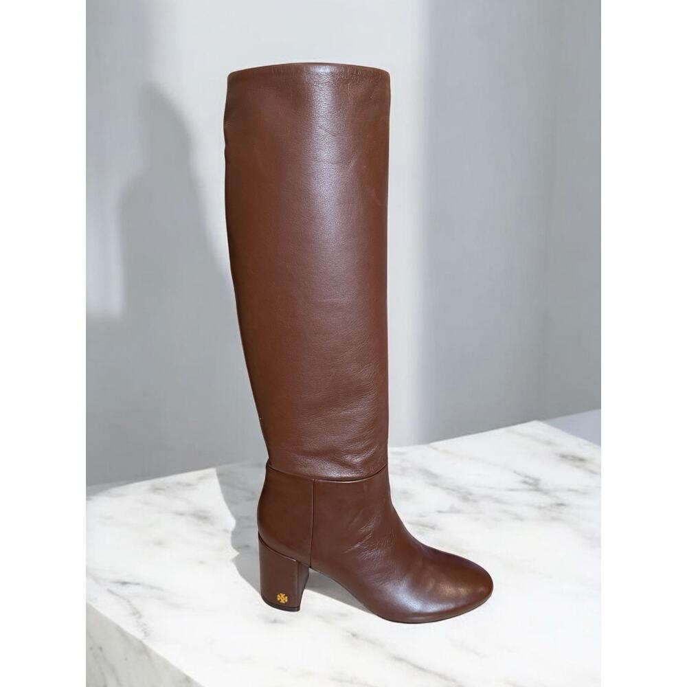 Tory Burch Brown Leather Knee-High Boot Size 6.5B - Picture 3 of 10